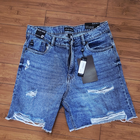 Derek Heart Blue Distressed Jean Shorts - Picture 1 of 7
